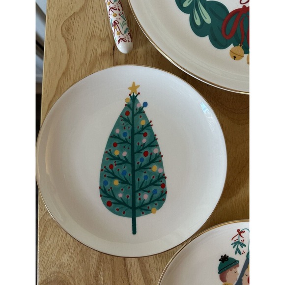 Mary Square Happy Tines Christmas Holiday Serving And Appetizer Plate Set - Picture 3 of 10